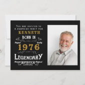 50th Birthday 1976 Vintage Black Gold Personalized Kaart (Voorkant)