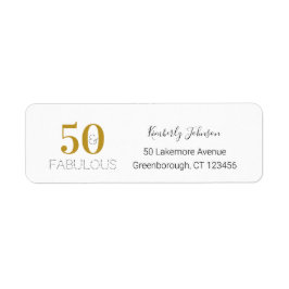 50th Birthday 50 en Fabulous Gold Return-adres Etiket