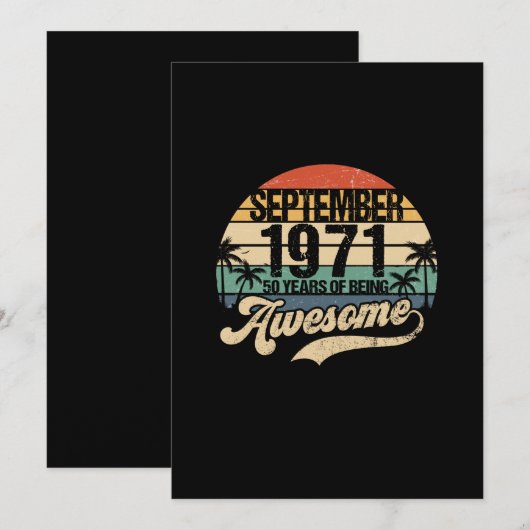 50th Birthday 50 Year Old Awesome Since September Save The Date (Voorkant / Achterkant)
