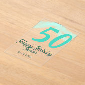 50th birthday add name date year green pastel bold acryl uitnodigingen (Laagn)