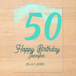 50th birthday add name date year green pastel bold acryl uitnodigingen