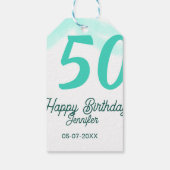 50th birthday add name date year green pastel bold cadeaulabel (Achterkant)