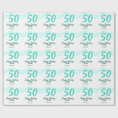 50th birthday add name date year green pastel bold cadeaupapier (Vlak)