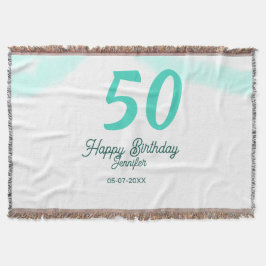 50th birthday add name date year green pastel bold deken