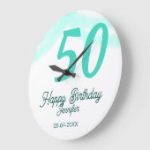 50th birthday add name date year green pastel bold grote klok (Hoek)