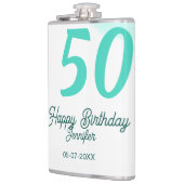 50th birthday add name date year green pastel bold heupfles (Links)