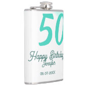 50th birthday add name date year green pastel bold heupfles (Rechts)