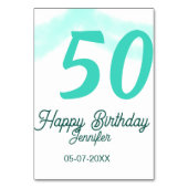 50th birthday add name date year green pastel bold kaart (Voorkant)