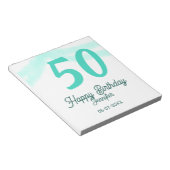 50th birthday add name date year green pastel bold notitieblok (Schuin)