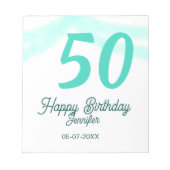 50th birthday add name date year green pastel bold notitieblok (Voorkant)