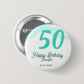 50th birthday add name date year green pastel bold ronde button 5,7 cm (Voorkant /achterkant)