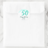 50th birthday add name date year green pastel bold ronde sticker (Tas)