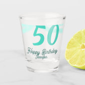 50th birthday add name date year green pastel bold shot glas (Voorkant)