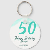 50th birthday add name date year green pastel bold sleutelhanger (Achterkant)