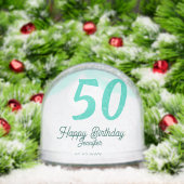 50th birthday add name date year green pastel bold sneeuwbol (Kerstmis)