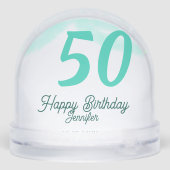 50th birthday add name date year green pastel bold sneeuwbol (Achterkant)