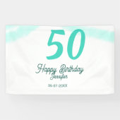 50th birthday add name date year green pastel bold spandoek (Horizontaal)