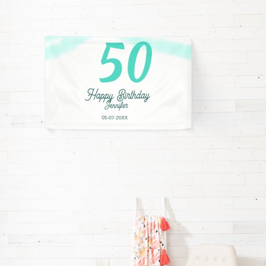 50th birthday add name date year green pastel bold spandoek (Insitu)