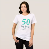 50th birthday add name date year green pastel bold Tri-Blend shirt (Voorkant volledig)
