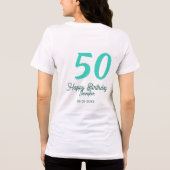 50th birthday add name date year green pastel bold Tri-Blend shirt (Achterkant)