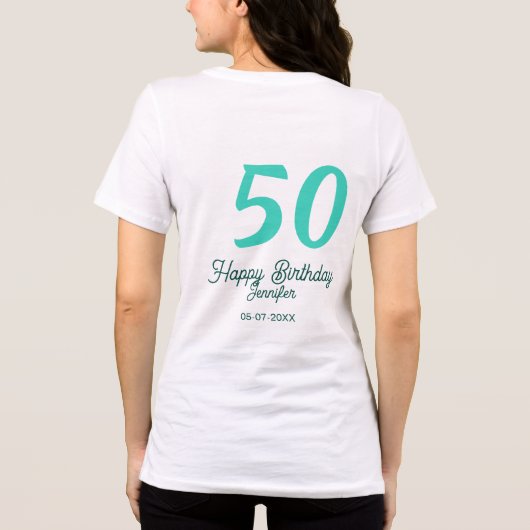 50th birthday add name date year green pastel bold Tri-Blend shirt (Achterkant)