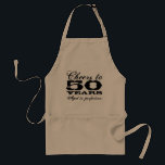 50th Birthday apron | Customizable for any age Standaard Schort<br><div class="desc">50th Birthday BBQ apron Customizable for any age. Cheers to 50 years. Aged to perfectie. Present for fifty year old men; dad,  husband,  uncle,  grandpa,  brother etc. Personalizable age number,  slogan and color. Birthday-game-idea</div>