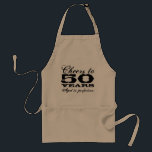 50th Birthday apron | Customizable for any age Standaard Schort<br><div class="desc">50th Birthday BBQ apron Customizable for any age. Cheers to 50 years. Aged to perfectie. Present for fifty year old men; dad,  husband,  uncle,  grandpa,  brother etc. Personalizable age number,  slogan and color. Birthday-game-idea</div>