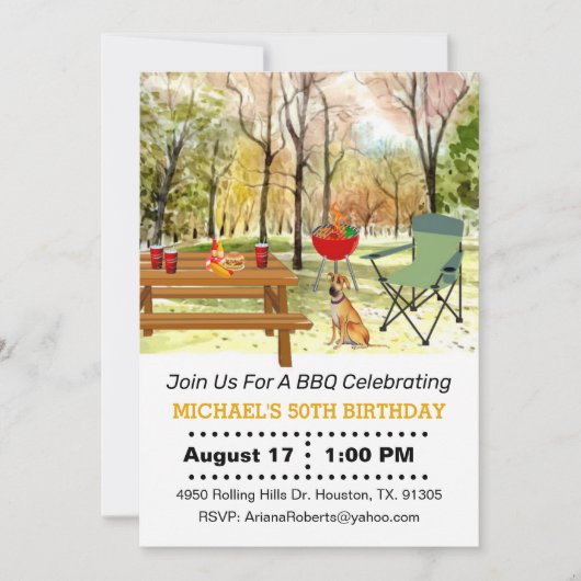 50th Birthday Backyard Barbecue Kaart (Voorkant)