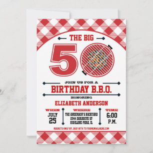 50th Birthday Barbecue Invitation Kaart