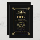 50th Birthday Black and Gold Party Invitation Kaart (Voorkant / Achterkant)