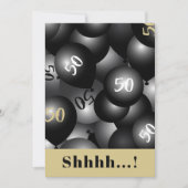 50th Birthday Black Ballonuitnodiging Kaart (Voorkant)