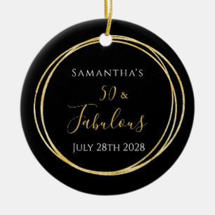 50th Birthday Black Gold 50 en Fabulous Keramisch Ornament