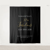 50th Birthday Black Gold 50 en Fabulous Wandkleed (Voorkant)