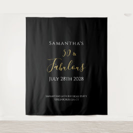 50th Birthday Black Gold 50 en Fabulous Wandkleed