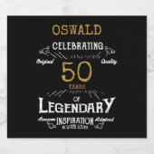 50th Birthday Black Gold Legendary Funny Bier Etiket (Enkel label)