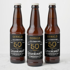 50th Birthday Black Gold Legendary Funny Bier Etiket