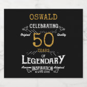 50th Birthday Black Gold Legendary Funny Bier Etiket (Enkel label)