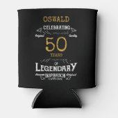 50th Birthday Black Gold Legendary Funny Blikjeskoeler (Voorkant)