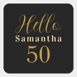 50th Birthday Black Gold Personalized Birthday Vierkante Sticker