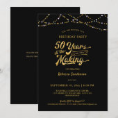 50th Birthday Black Gold String Lights Kaart (Voorkant / Achterkant)