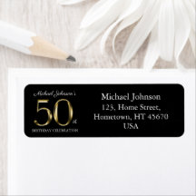 50th Birthday Black Gold Typografie Aangepast adre