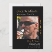 50th Birthday Black Invitation Kaart (Voorkant)