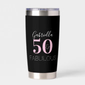 50th Birthday Black Pink Personalized Party Favor  Geïsoleerde Drinkbeker (Achterkant)