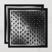50th Birthday Black Silver Artwork Kaart (Voorkant / Achterkant)