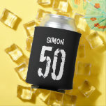 50th Birthday Black White Name Gag Gift Koelbox Blikjeskoeler<br><div class="desc">Voeg een naam voor een Douane toe,  Gepersonaliseerd over de Drink van het Cadeau van de  van de Band van de 50th Birthday.</div>