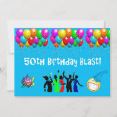 50th Birthday Blast Red en Blue Typografie Kaart (Achterkant)