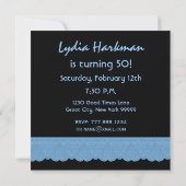 50th Birthday Blue and Black Lace V501 Kaart (Achterkant)