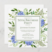 50th Birthday Blue Hydrangeas Card Request Kaart (Voorkant / Achterkant)