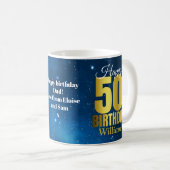50th Birthday Blue Space Typography Coffee Mok (Voorkant rechts)