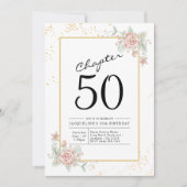 50th Birthday Blush Floral Invitation Kaart (Voorkant)